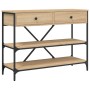 Mesa consola cajones estantes madera de ingeniería roble Sonoma