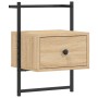 Mesita de noche de pared roble Sonoma 35x30x51 cm