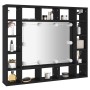 Mueble con espejo y luces LED negro 91x15x76,5 cm