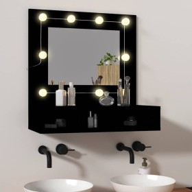 Mueble con espejo y LED negro 60x31,5x62 cm Mueble con espejo y LED negro 60x31,5x62 cm