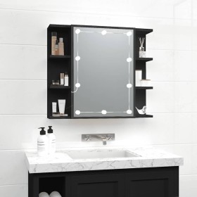Mueble con espejo y LED negro 70x16,5x60 cm en Tocadores de baño | Comprar online en Foro24