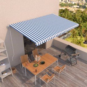 Toldo retráctil automático azul y blanco 500x350 cm Toldo retráctil automático azul y blanco 500x350 cm