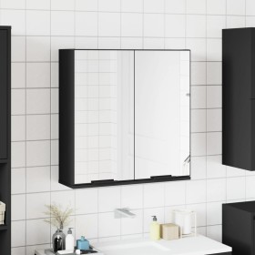 Armario de baño con espejo madera ingeniería negro 64x20x67 cm Armario de baño con espejo madera ingeniería negro 64x20x67 cm