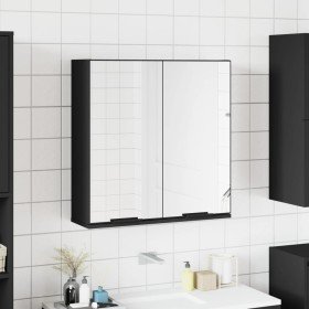 Armario de baño con espejo madera ingeniería negro 64x20x67 cm Armario de baño con espejo madera ingeniería negro 64x20x67 cm