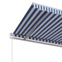 Toldo retráctil automático azul y blanco 500x350 cm