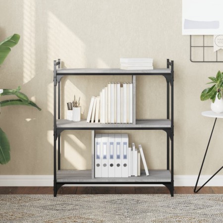 Librería 3 estantes madera ingeniería gris Sonoma 76x32x88 cm en Librerías y estanterías | Comprar online en Foro24