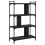 Librería de 4 estantes madera de ingeniería negra 76x32x123 cm
