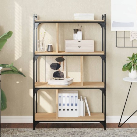 Librería 4 estantes madera ingeniería roble Sonoma 76x32x123 cm en Librerías y estanterías | Comprar online en Foro24