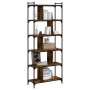 Librería 6 estantes madera ingeniería roble ahumado 76x32x192cm en Librerías y estanterías | Comprar online en Foro24