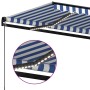 Toldo manual retráctil con LED azul y blanco 350x250 cm