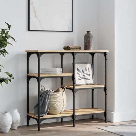 Mesa consola roble Sonoma 80x29x75 cm madera de ingeniería