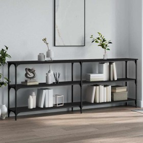 Mesa consola madera de ingeniería negra 200x29x75 cm Mesa consola madera de ingeniería negra 200x29x75 cm