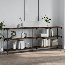 Mesa consola madera de ingeniería roble ahumado 200x29x75 cm Mesa consola madera de ingeniería roble ahumado 200x29x75 cm