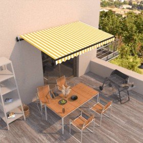 Toldo retráctil automático amarillo y blanco 450x300 cm Toldo retráctil automático amarillo y blanco 450x300 cm