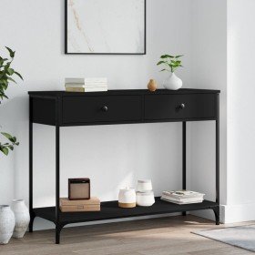 Mesa consola madera de ingeniería negra 100x34,5x75 cm Mesa consola madera de ingeniería negra 100x34,5x75 cm