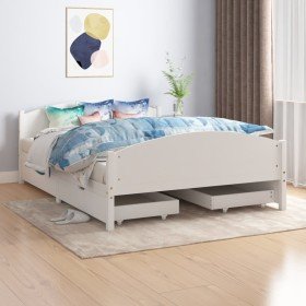 Estructura de cama con 2 cajones madera pino blanc