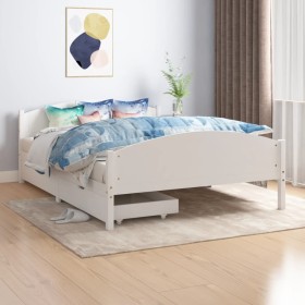 Estructura de cama con 2 cajones madera pino blanca 140x200 cm