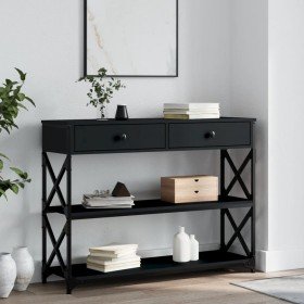 Mesa consola madera de ingeniería negra 100x28x75 cm Mesa consola madera de ingeniería negra 100x28x75 cm