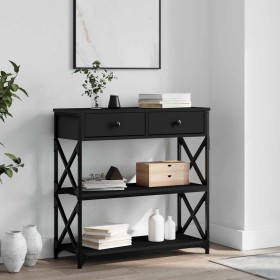 Mesa consola madera de ingeniería negra 75x28x75 cm Mesa consola madera de ingeniería negra 75x28x75 cm