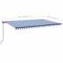Toldo manual retráctil con LED azul y blanco 500x300 cm