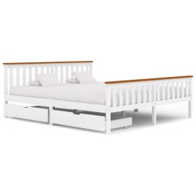 Estructura de cama con 2 cajones madera pino blanco 180x200 cm