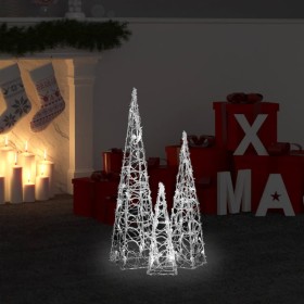 Cool white acrylic decorative LED light cone set 30/45/60cm by vidaXL, Christmas lights - Ref: Foro24-328968, Price: 54,99 €,...