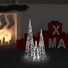 Cool white acrylic decorative LED light cone set 30/45/60cm by vidaXL, Christmas lights - Ref: Foro24-328968, Price: 54,12 €,...