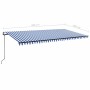 Toldo automático LED sensor de viento azul y blanco 600x300 cm