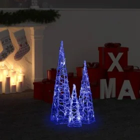 Blue acrylic decorative LED light cone set 30/45/60cm by vidaXL, Christmas lights - Ref: Foro24-328969, Price: 50,09 €, Disco...