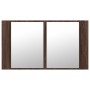 Armario espejo de baño LED acrílico marrón roble 80x12x45 cm