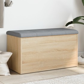 Banco de almacenaje roble Sonoma 82x42x45 cm madera de