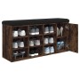 Banco zapatero madera de ingeniería roble ahumado 102x32x50 cm
