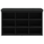Banco zapatero madera de ingeniería negro 82x32x50 cm