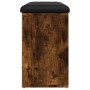 Banco zapatero madera de ingeniería roble ahumado 82x32x50 cm