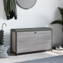Banco zapatero con cajón abatible gris Sonoma 102x32x56 cm