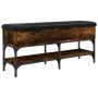 Banco zapatero madera de ingeniería roble ahumado 102x32x45 cm