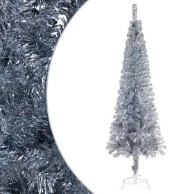 Árbol de Navidad delgado plateado 150 cm