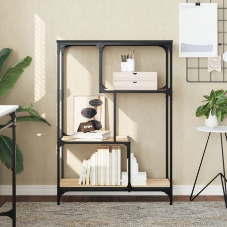 Estantería madera de ingeniería acero roble Sonoma 81x36x115 cm