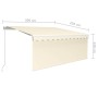 Toldo retráctil manual con persiana y luz LED crema 3x2,5 m