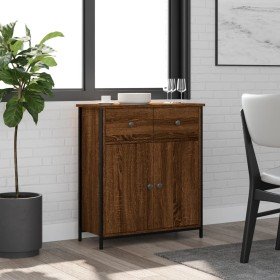 Aparador de madera de ingeniería marrón roble 70x30x80 cm