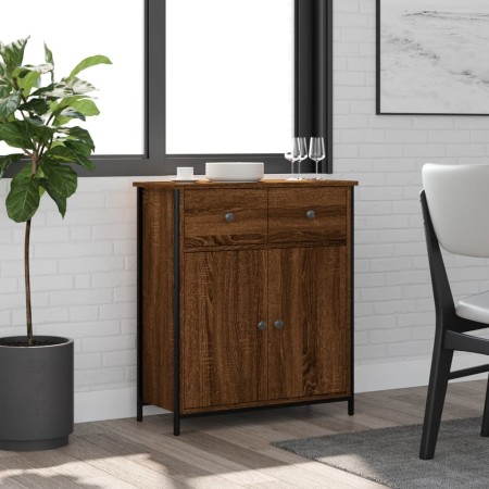 Aparador de madera de ingeniería marrón roble 70x30x80 cm