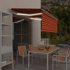 Toldo retráctil manual con persiana y LED naranja/marrón 3x2,5m Toldo retráctil manual con persiana y LED naranja/marrón 3x2,5m