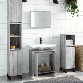 Set de muebles de baño 2 pzas madera contrachapada gris sonoma Set de muebles de baño 2 pzas madera contrachapada gris sonoma