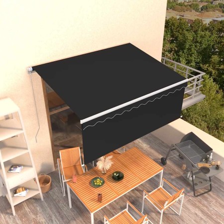 Toldo retráctil manual con persiana gris antracita 3,5x2,5 m