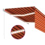Toldo retráctil manual con persiana naranja y marrón 3,5x2,5 m