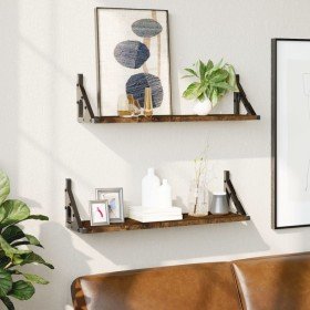 Estantes de pared 2 unidades roble ahumado 60x15x15,5 cm Estantes de pared 2 unidades roble ahumado 60x15x15,5 cm