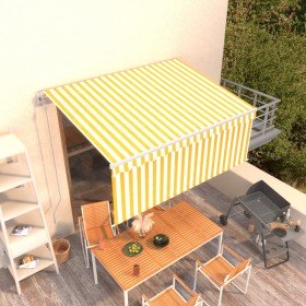 Toldo retráctil automático con persiana LED amarillo 3,5x2,5 m Toldo retráctil automático con persiana LED amarillo 3,5x2,5 m