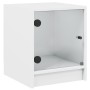 Mesita de noche con puerta de vidrio blanco 35x37x42 cm en Mesitas de noche | Comprar online en Foro24