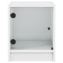 Mesita de noche con puerta de vidrio blanco 35x37x42 cm en Mesitas de noche | Comprar online en Foro24