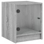 Mesitas noche con puertas vidrio 2 uds gris Sonoma 35x37x42 cm